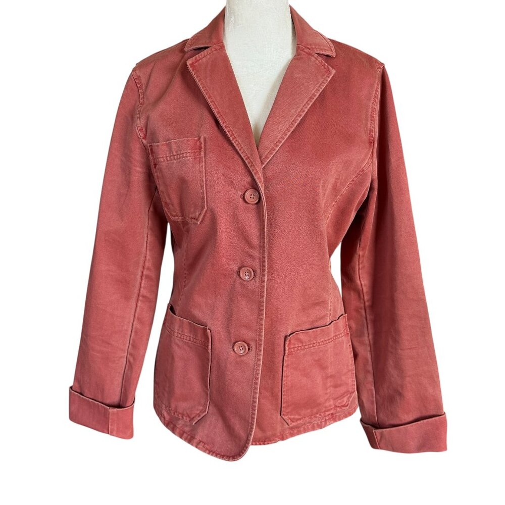 GAP stonewashed coral collared long sleeve button down blazer jacket women's S
